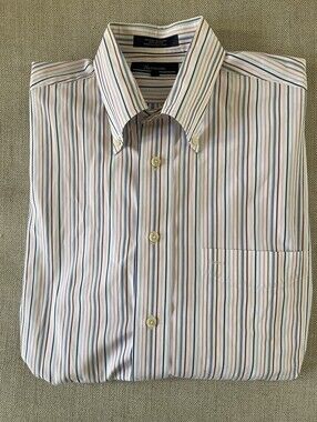 Faconnable Vintage Pastel Stripe Button Down Sport Shirt M